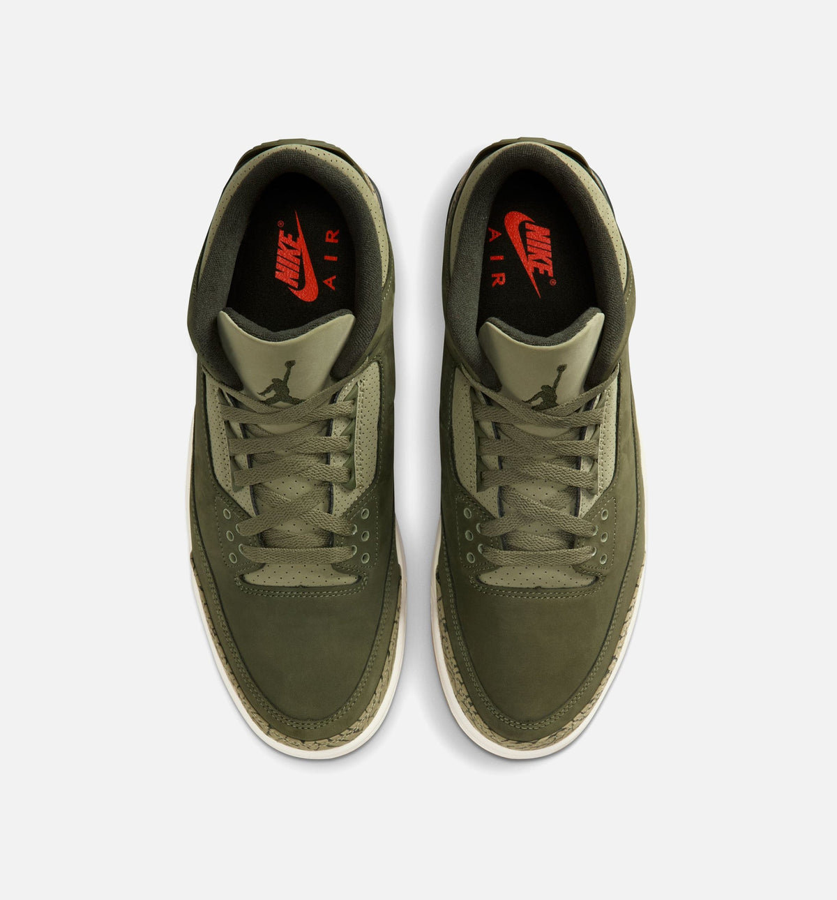 Air Jordan 3 Retro Medium Olive Men's Sneakers - Medium Olive / Light Olive / Sail / Dark Red