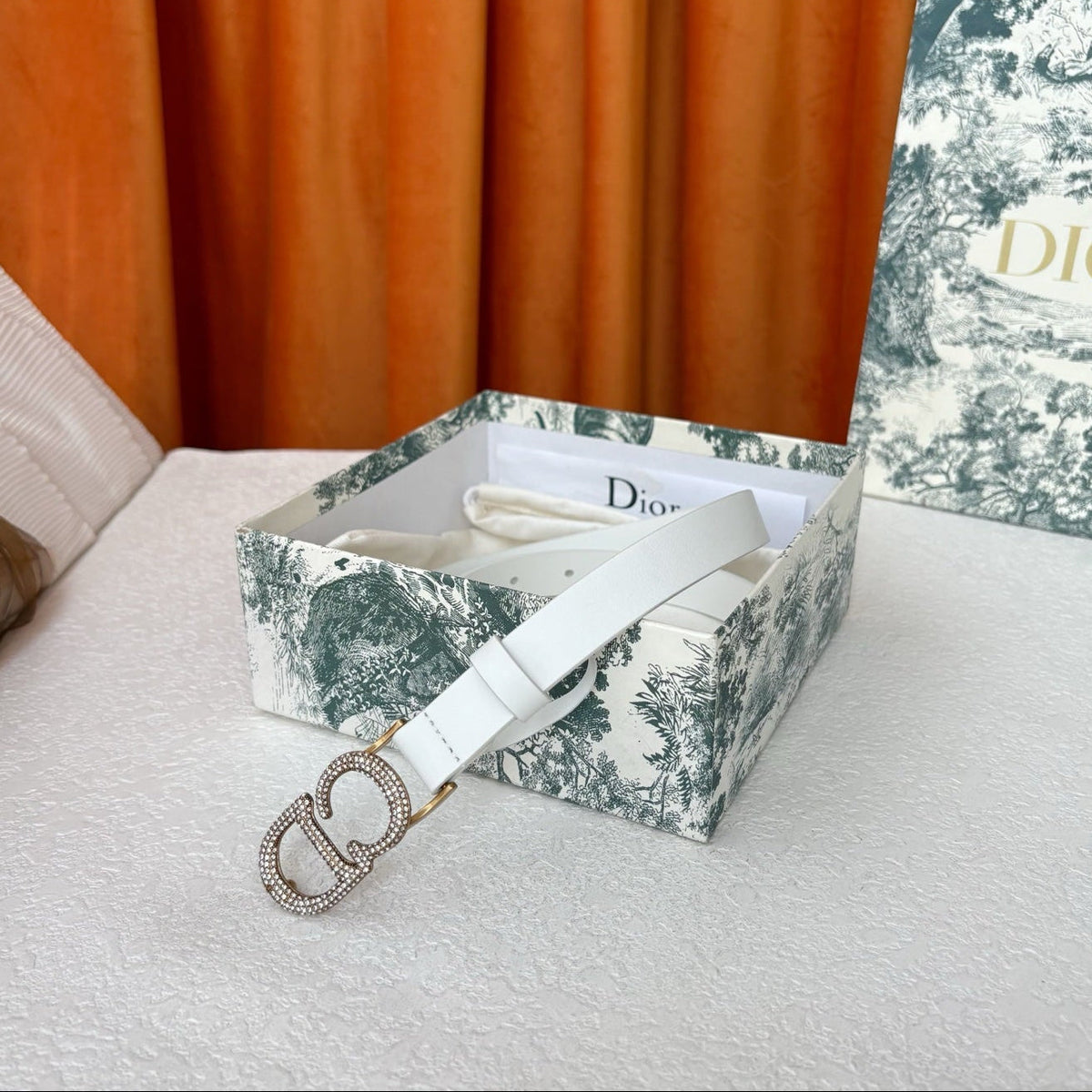 DIOR 25S BELT 20 MM IN WHITE CALFSKIN 595246