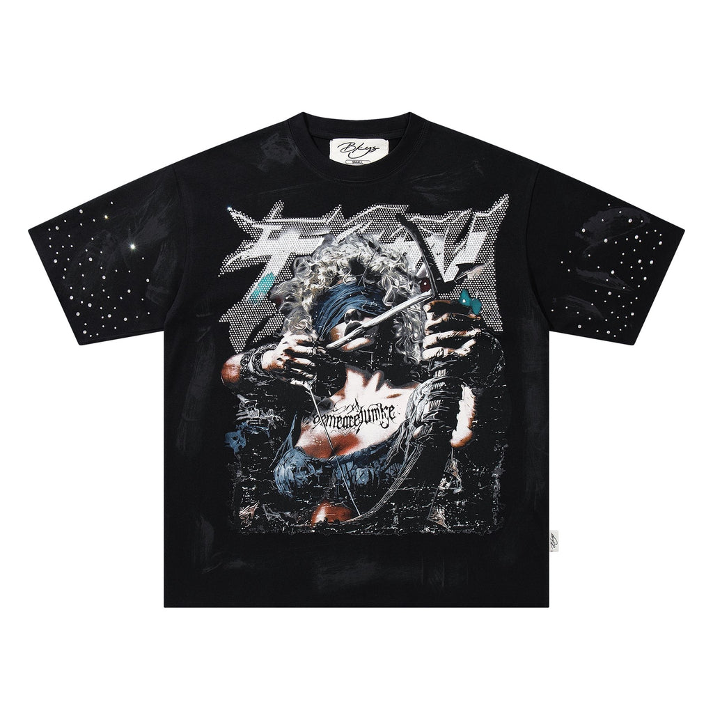 BKYS Revival Rhinestone Portrait Graphic T-Shirt