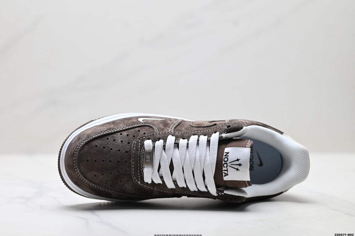 Nike Air Force 1 Low Brown White Unisex Sneakers Style 07