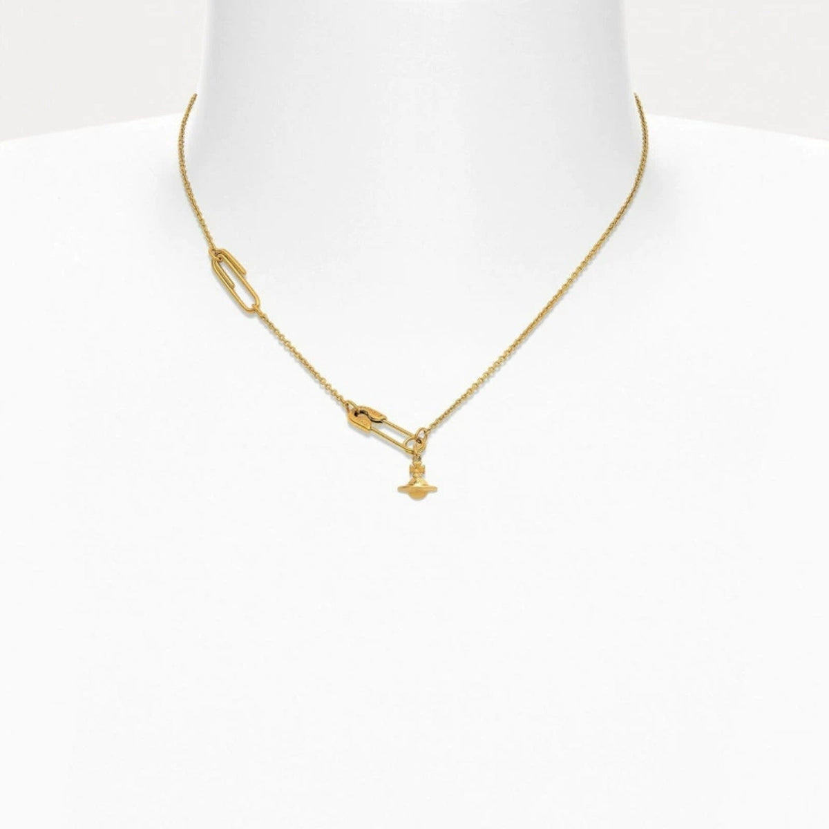 Vivienne Westwood Style 3D Orb Safety Pin Necklace