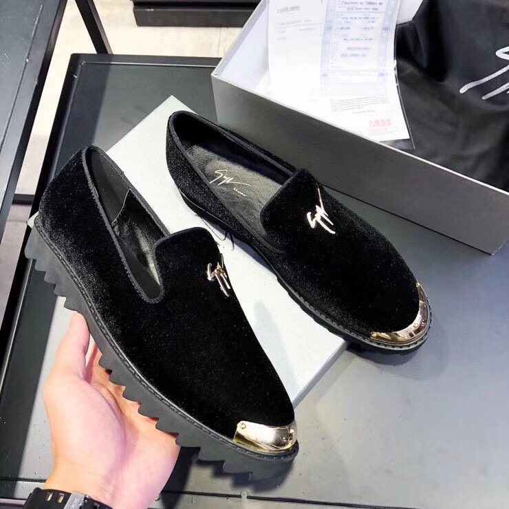Giuseppe Zanotti Black Gold-Tone Loafers