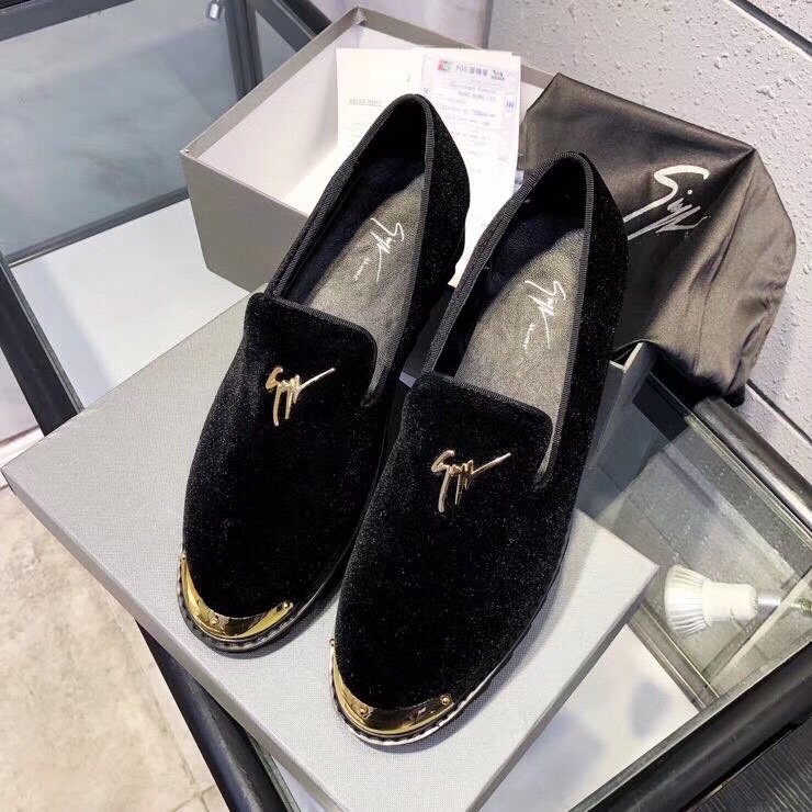 Giuseppe Zanotti Black Gold-Tone Loafers