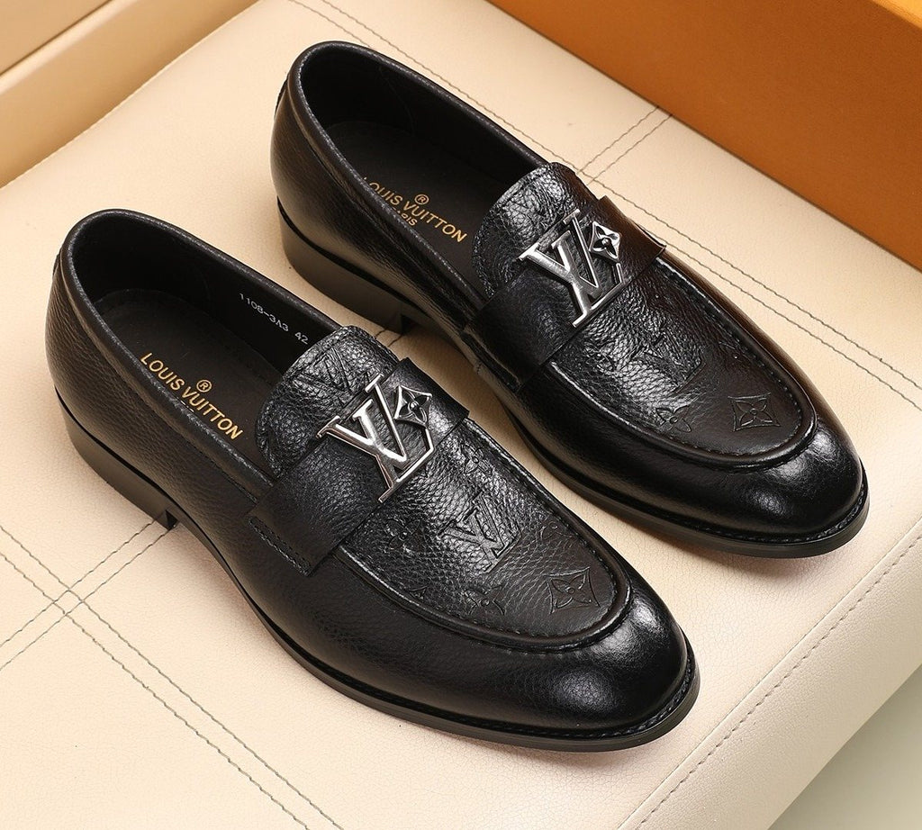 Louis Vuitton Black Embossed Loafers