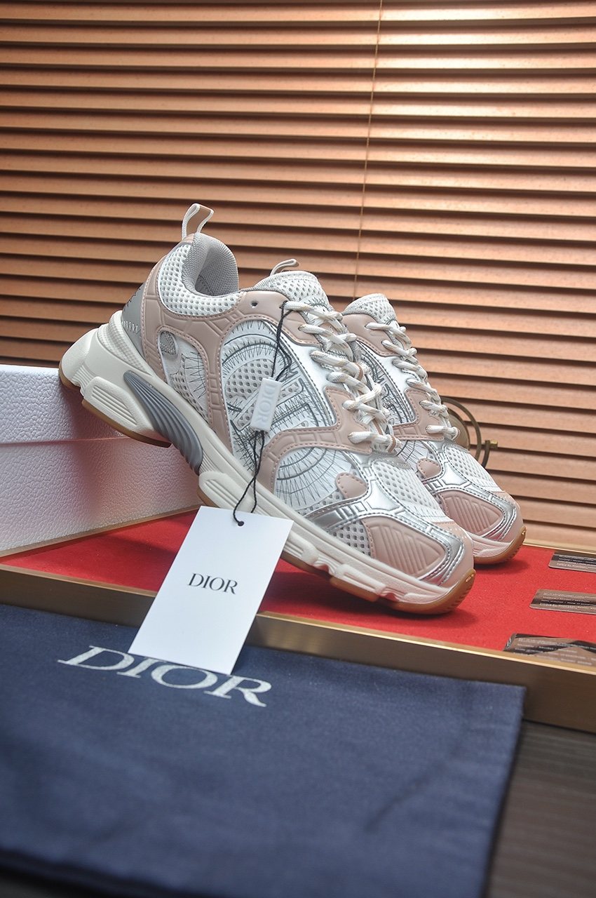 Dior Women's White Mesh Low-Top Sneakers