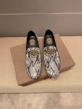 Versace Men's Gray Snakeskin Slip-On Loafers