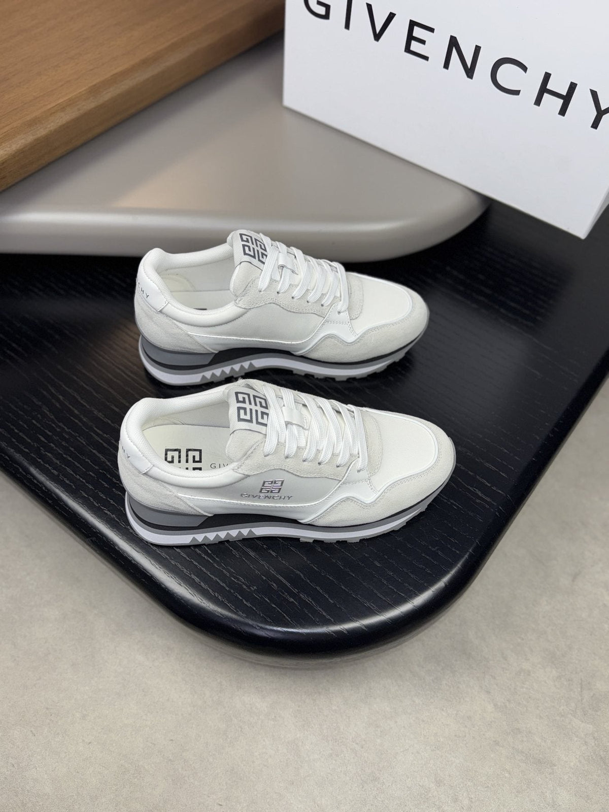 Givenchy White and Light Gray Low-Top Sneakers