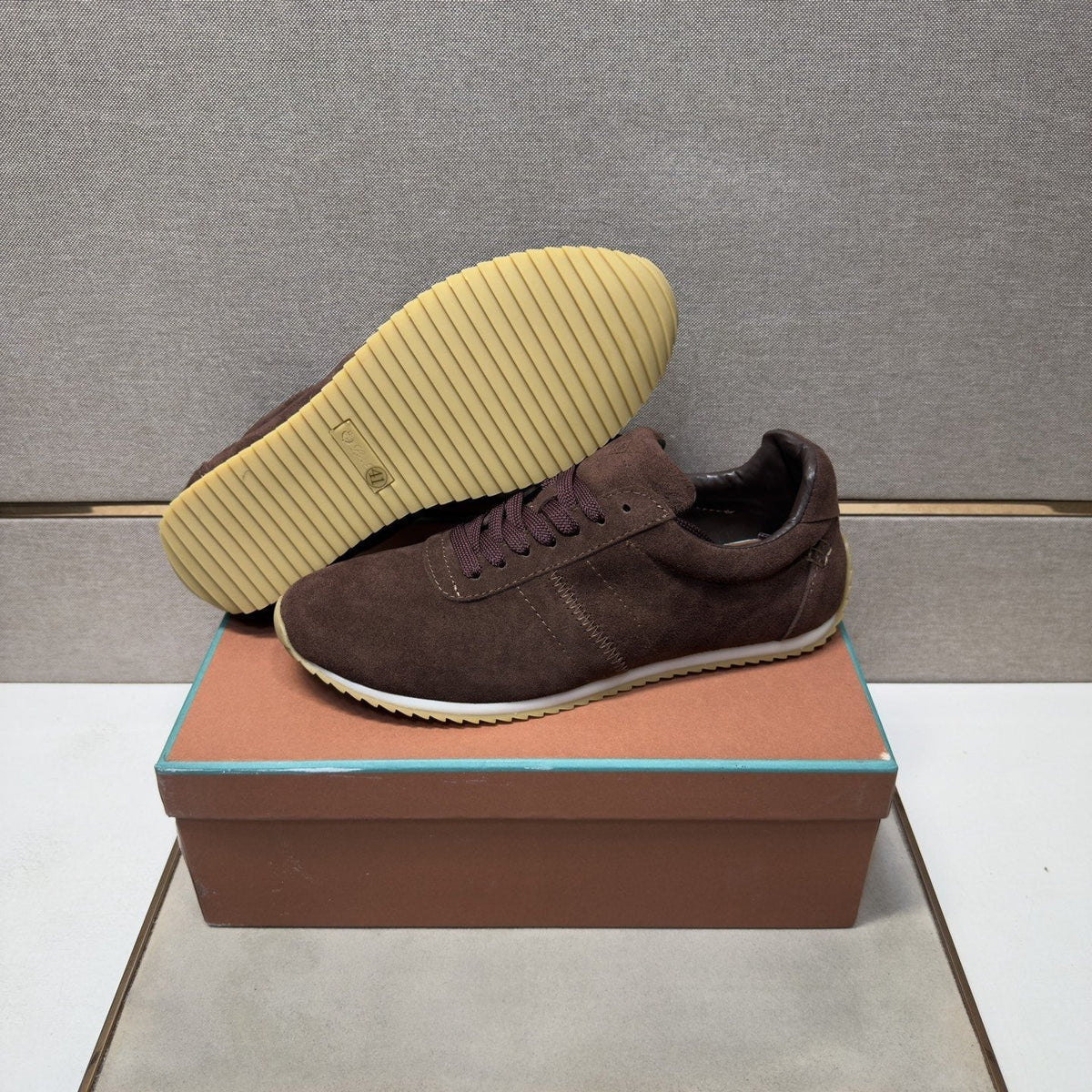 Loro Piana Dark Brown Lace-Up Casual Shoes