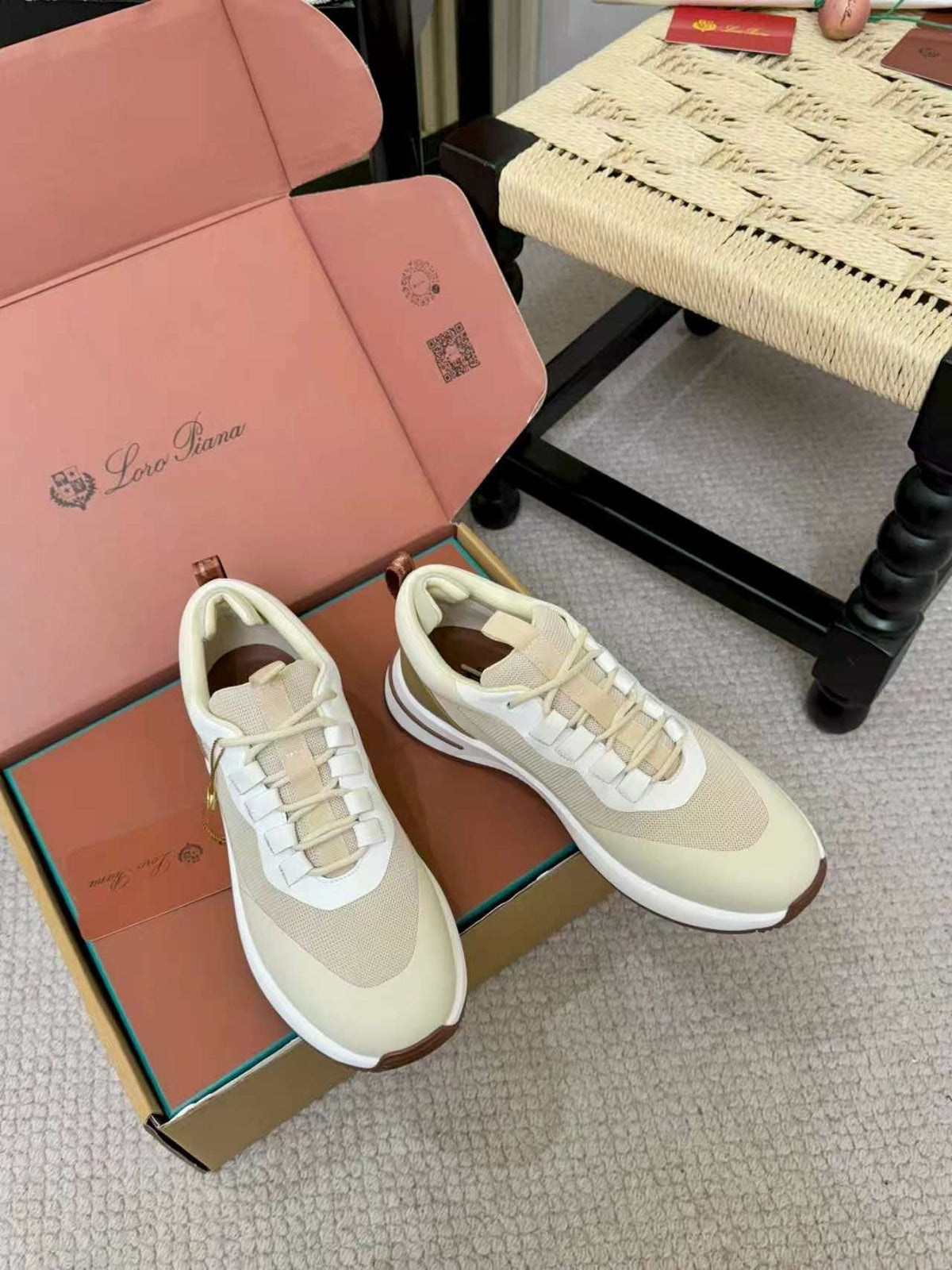 Loro Piana Cream and Beige Low-Top Sneakers