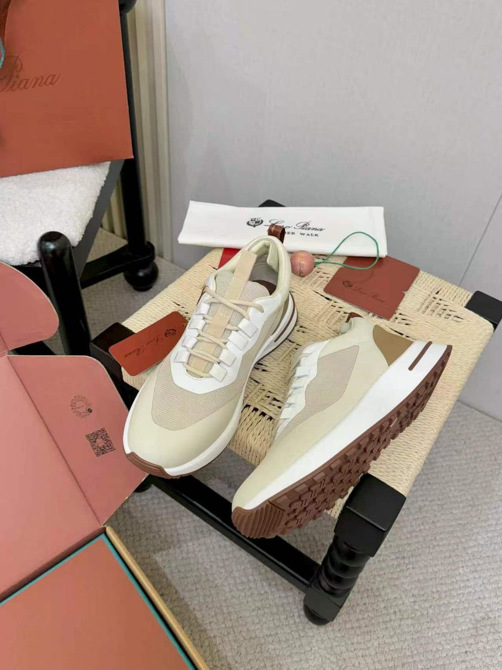 Loro Piana Cream and Beige Low-Top Sneakers