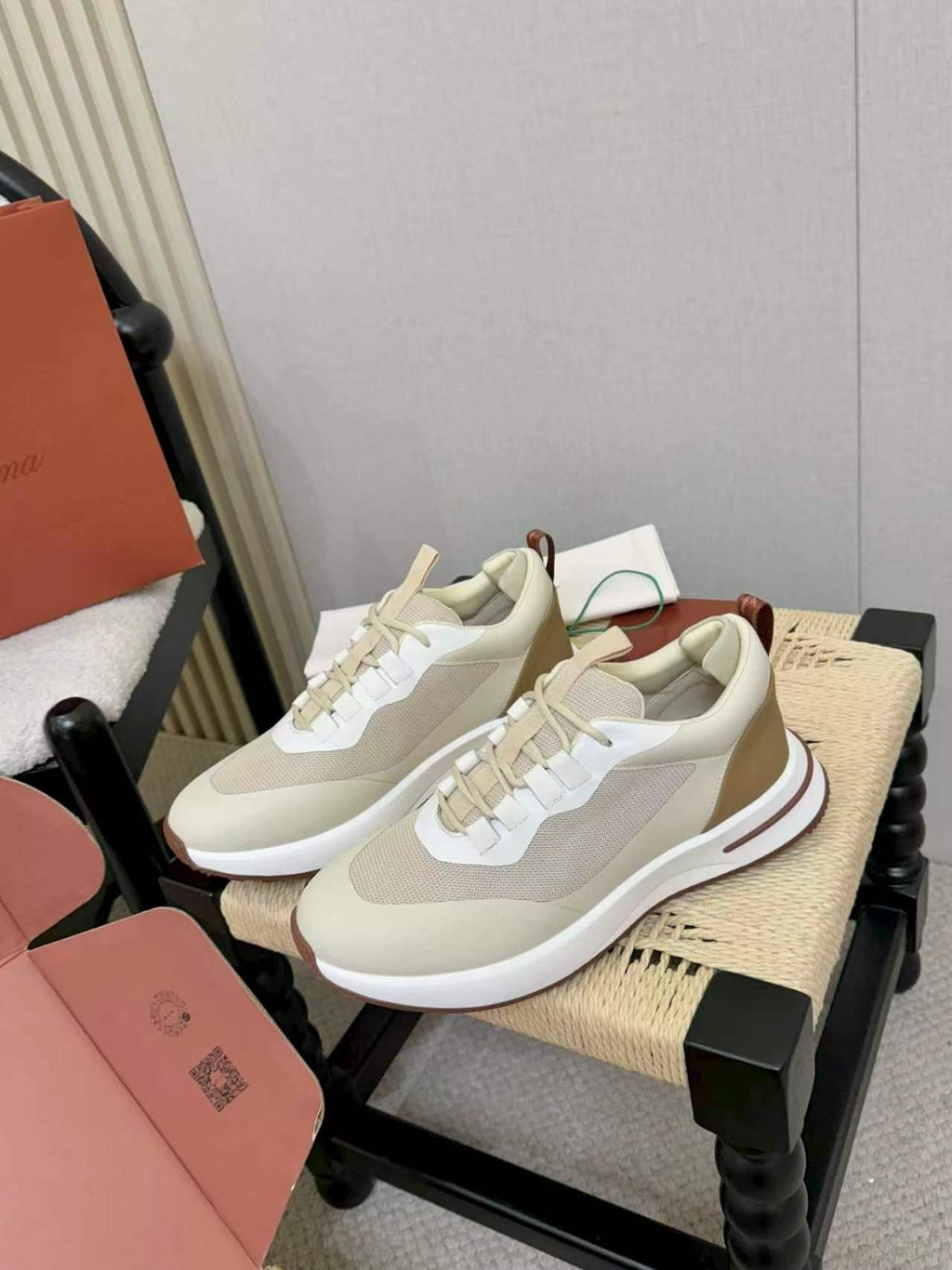 Loro Piana Cream and Beige Low-Top Sneakers