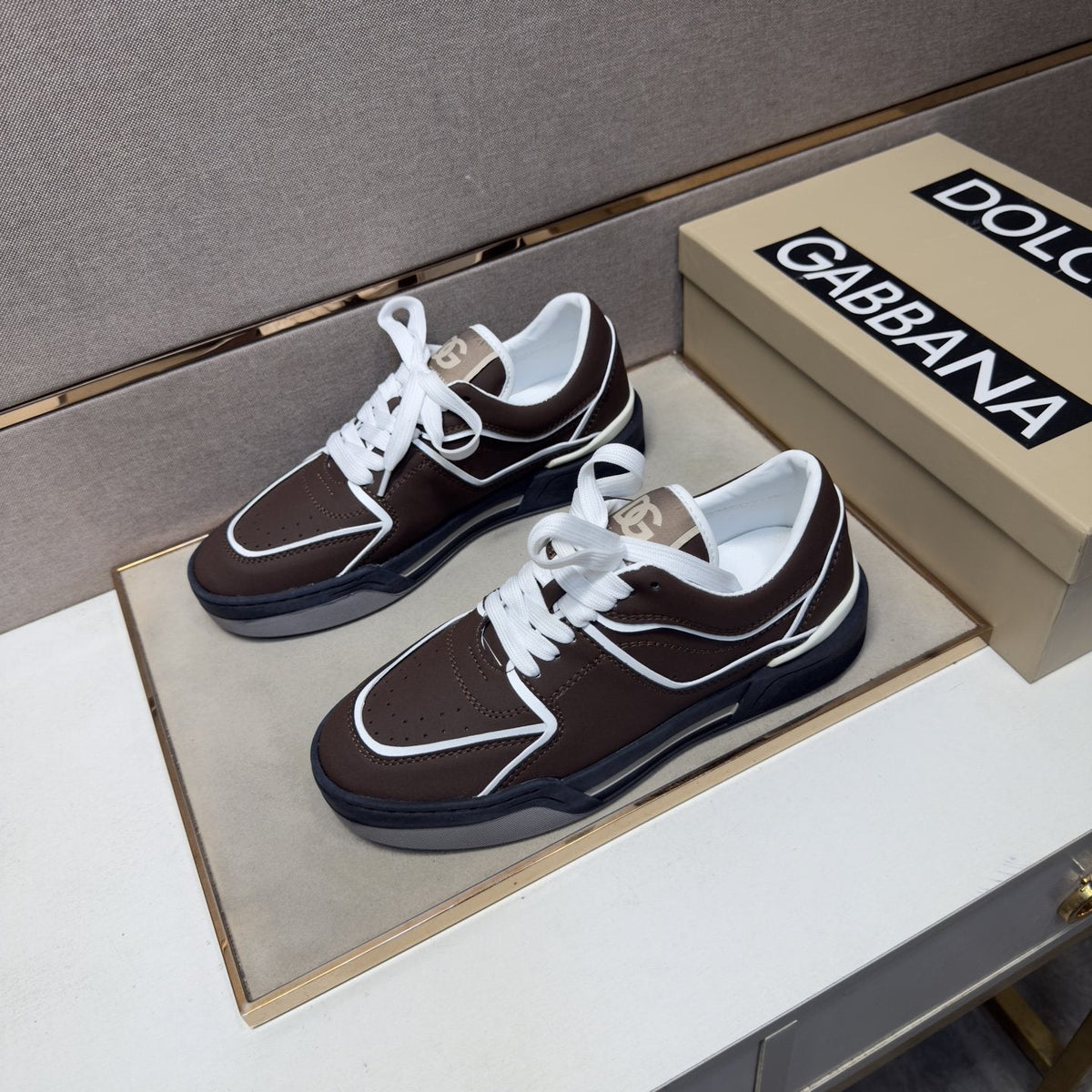 Dolce & Gabbana Dark Brown Trim Sneakers