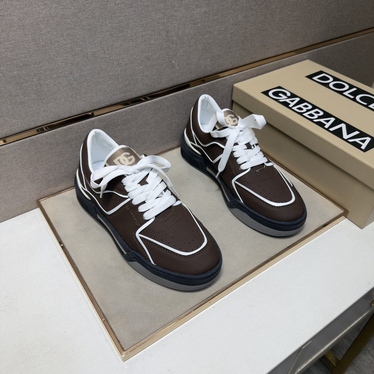Dolce & Gabbana Dark Brown Trim Sneakers