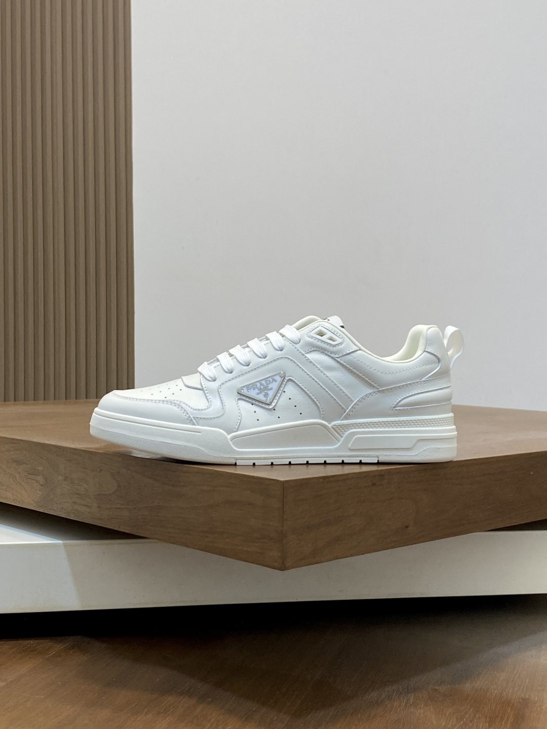 Prada Men's White Leather Panel Sneakers