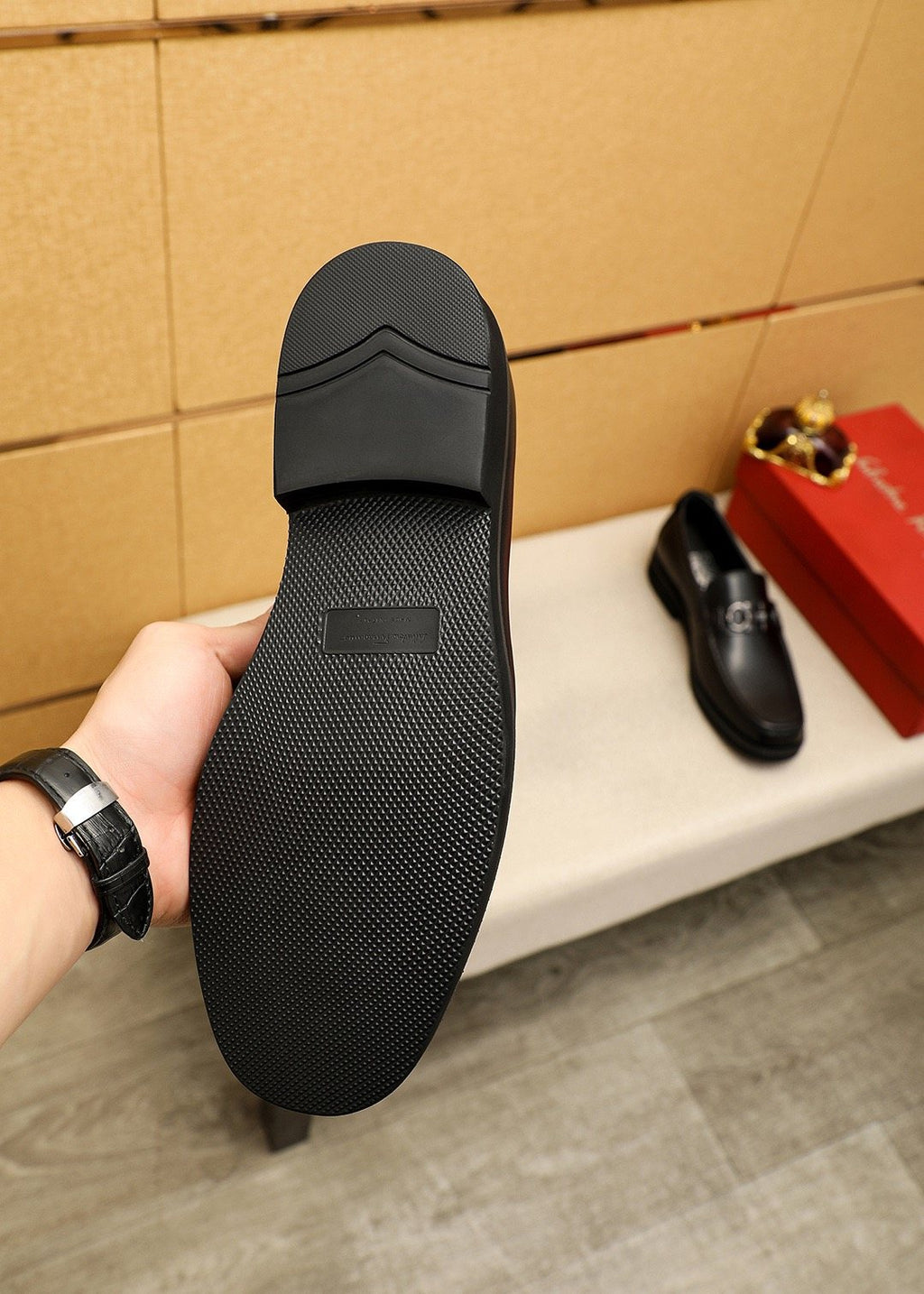 Ferragamo Black Hardware Loafers - Stacked Heel