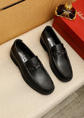 Ferragamo Black Hardware Loafers - Stacked Heel