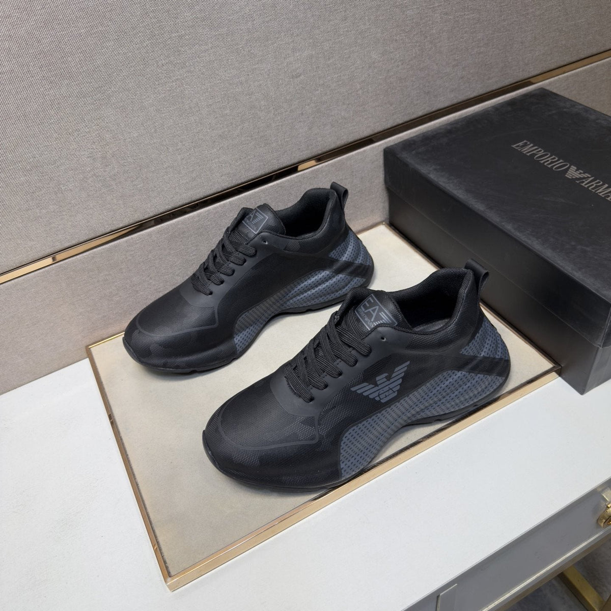 Emporio Armani Men's Textured Panel Sneakers