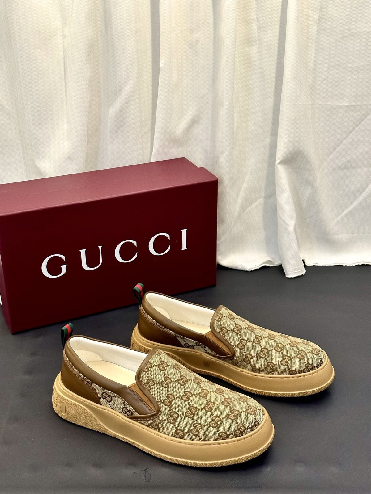 Gucci Patterned Slip-On Shoes