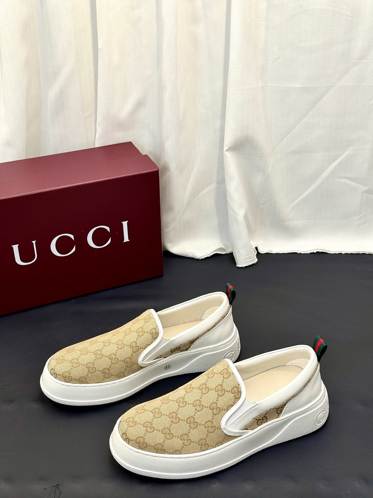 Gucci Patterned Slip-On Shoes