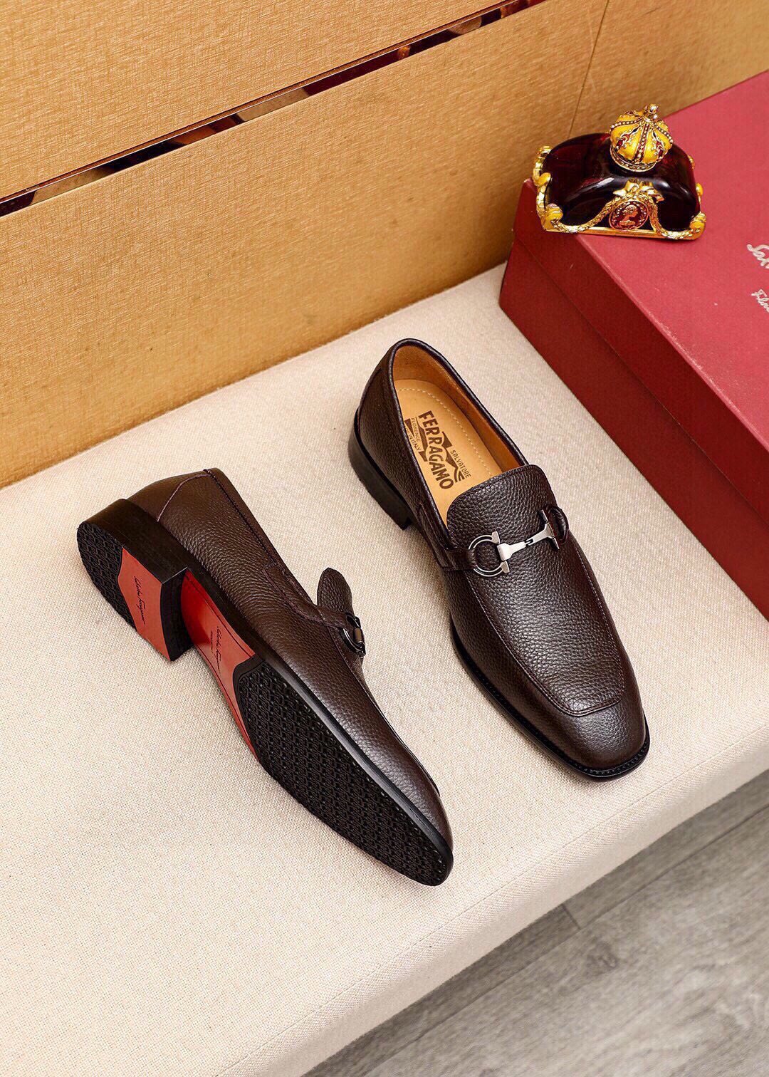 Ferragamo Textured Leather Bit Loafers