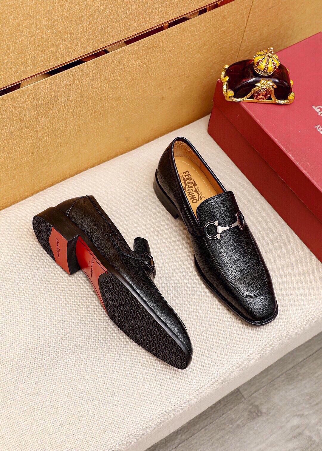 Ferragamo Textured Leather Bit Loafers