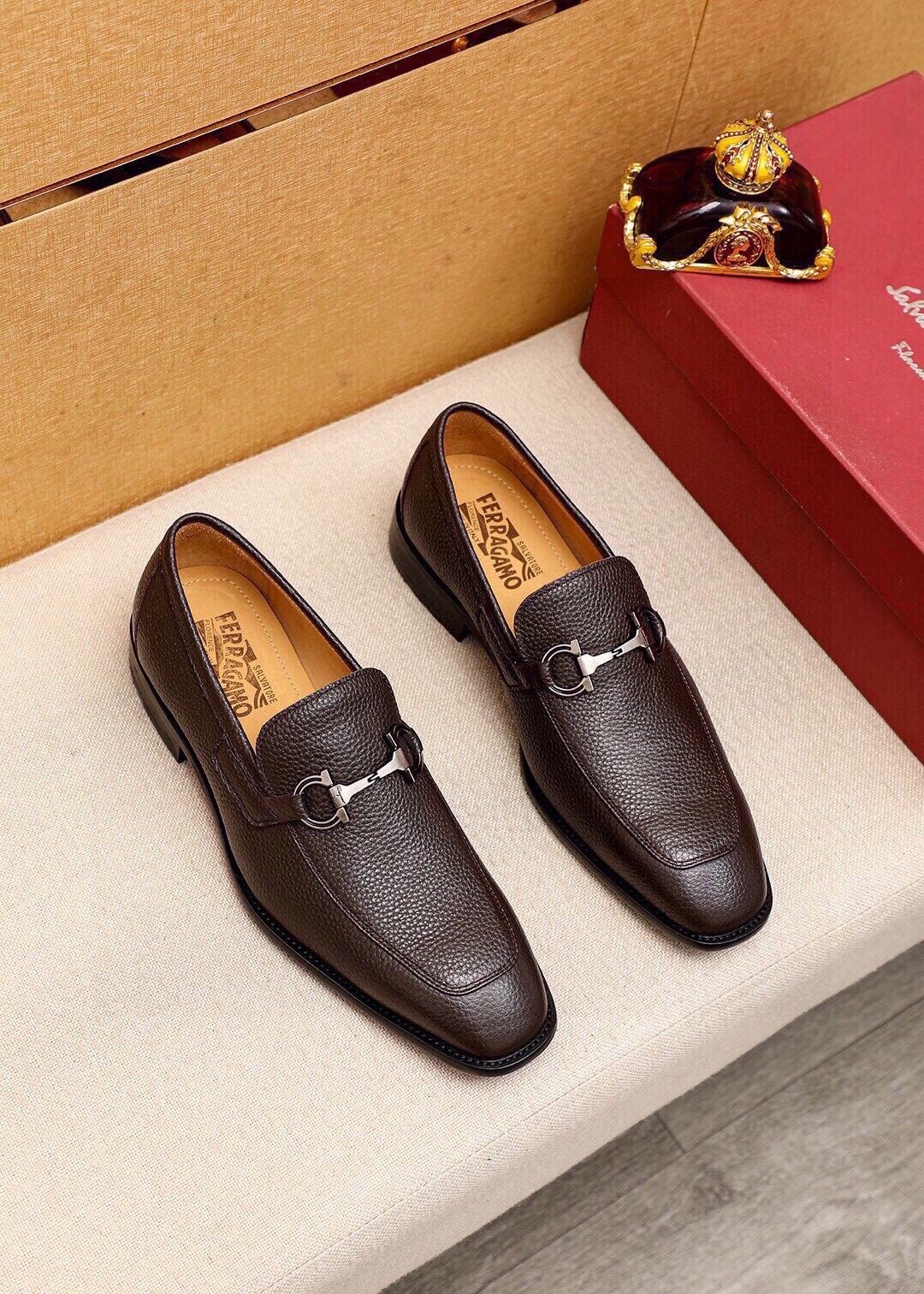 Ferragamo Textured Leather Bit Loafers