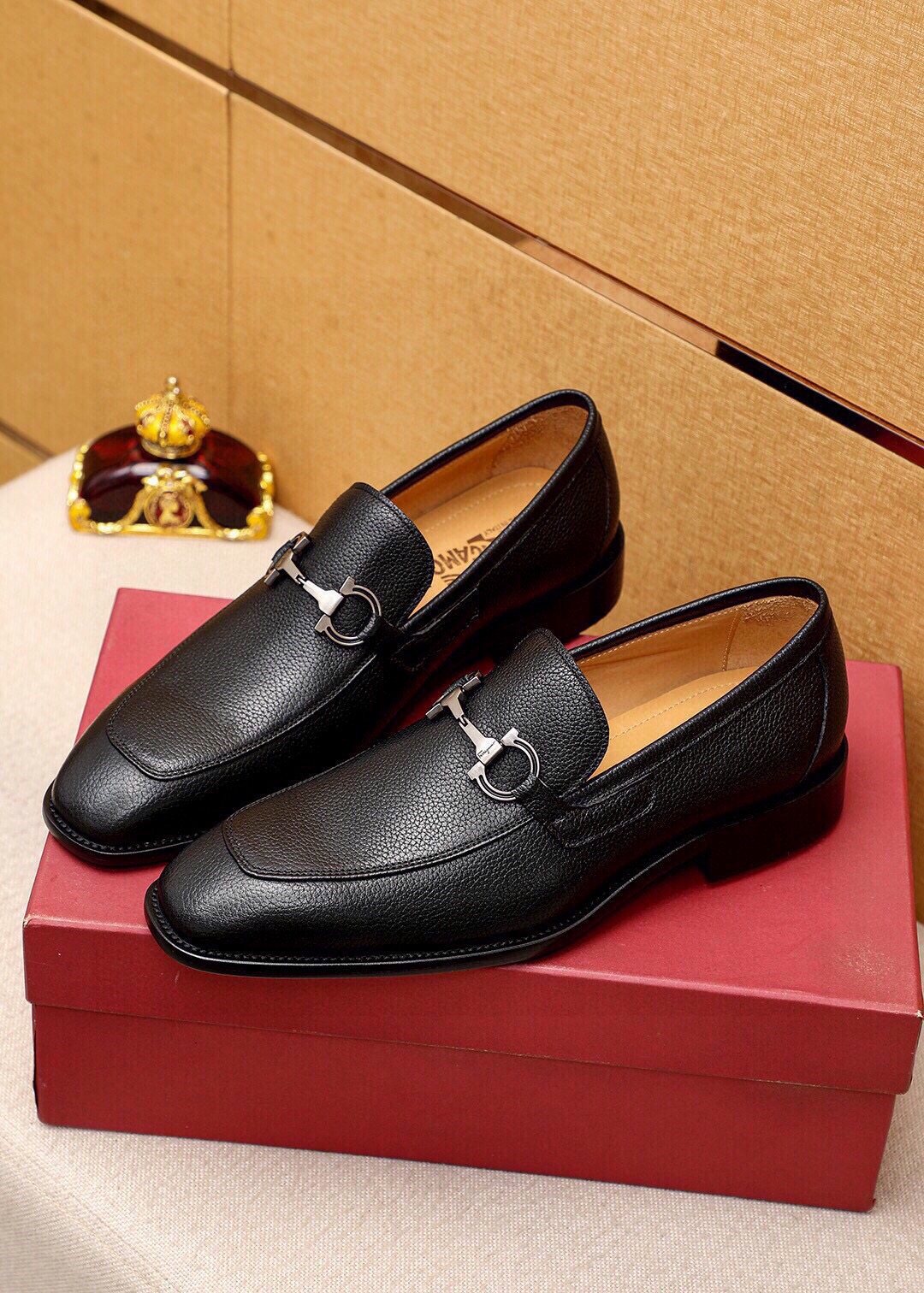 Ferragamo Textured Leather Bit Loafers