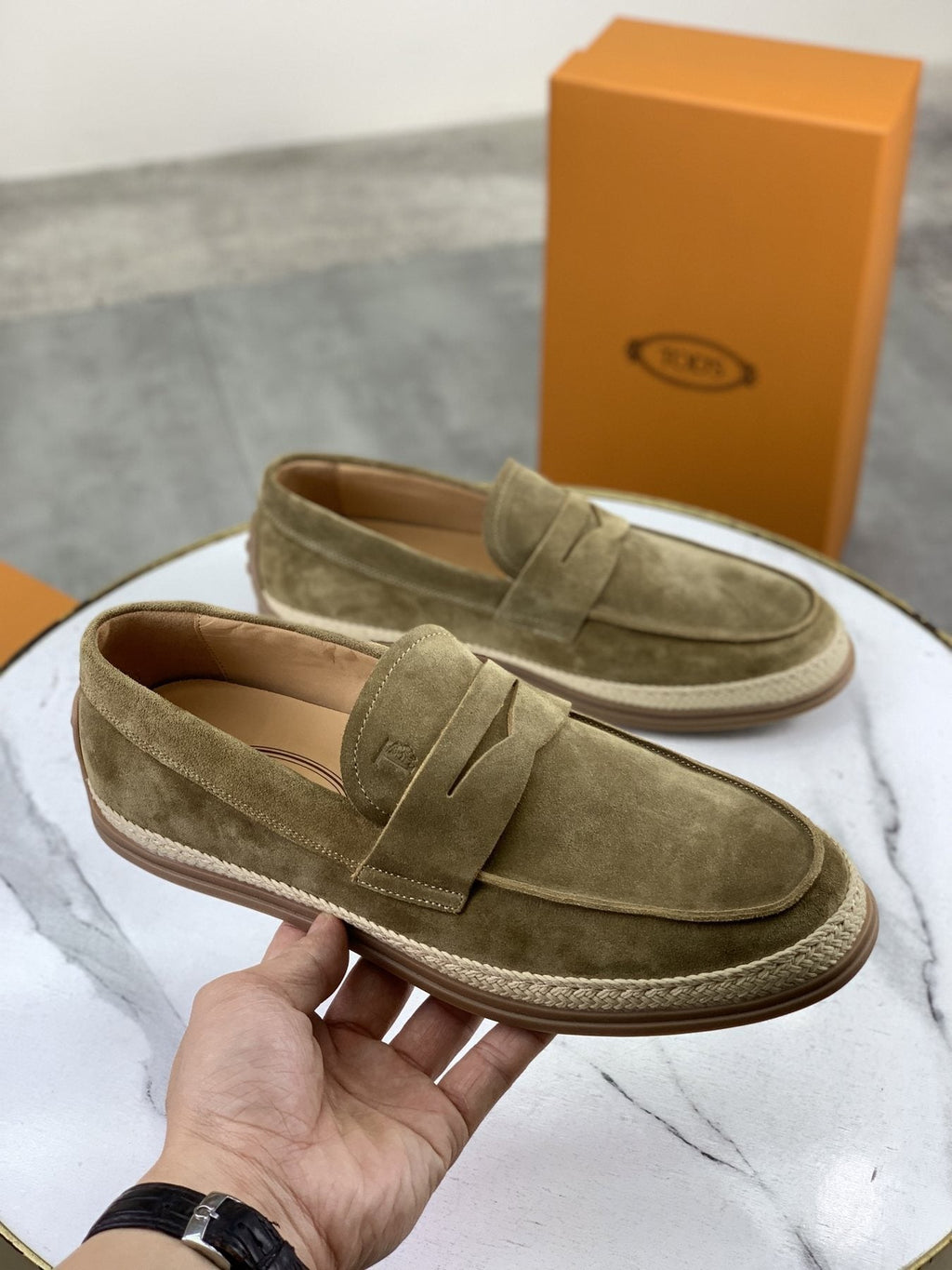 TOD'S Men's Raffia-Trim Loafers