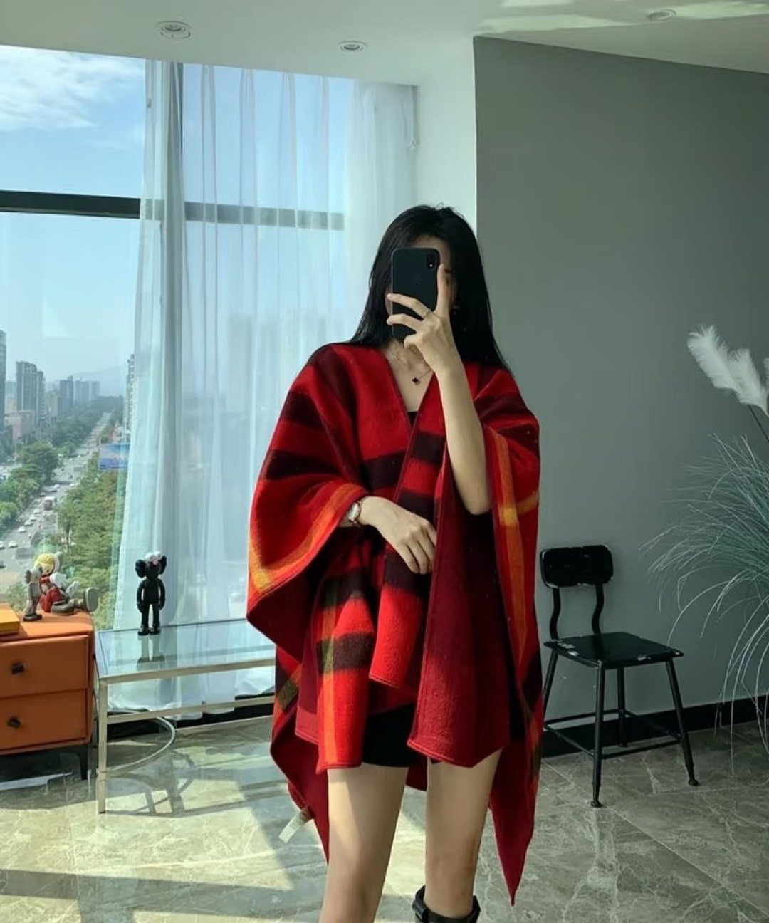 Burberry Reversible Plaid Cape Wrap