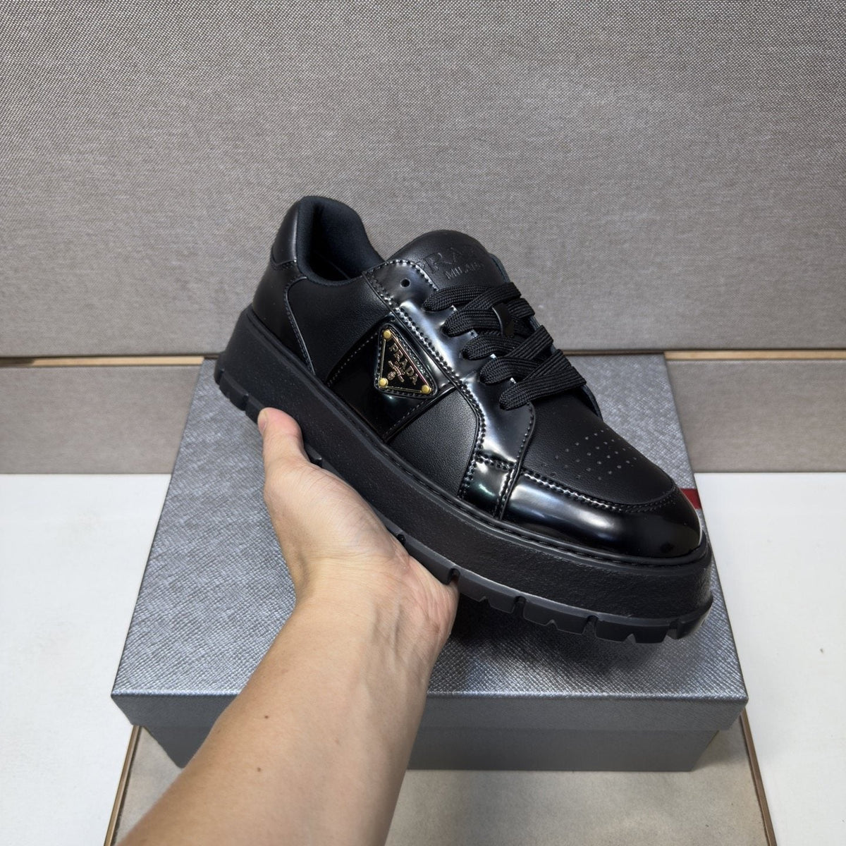 Prada Men's Paneled Low-Top Sneakers - Thick Lugged Outsole