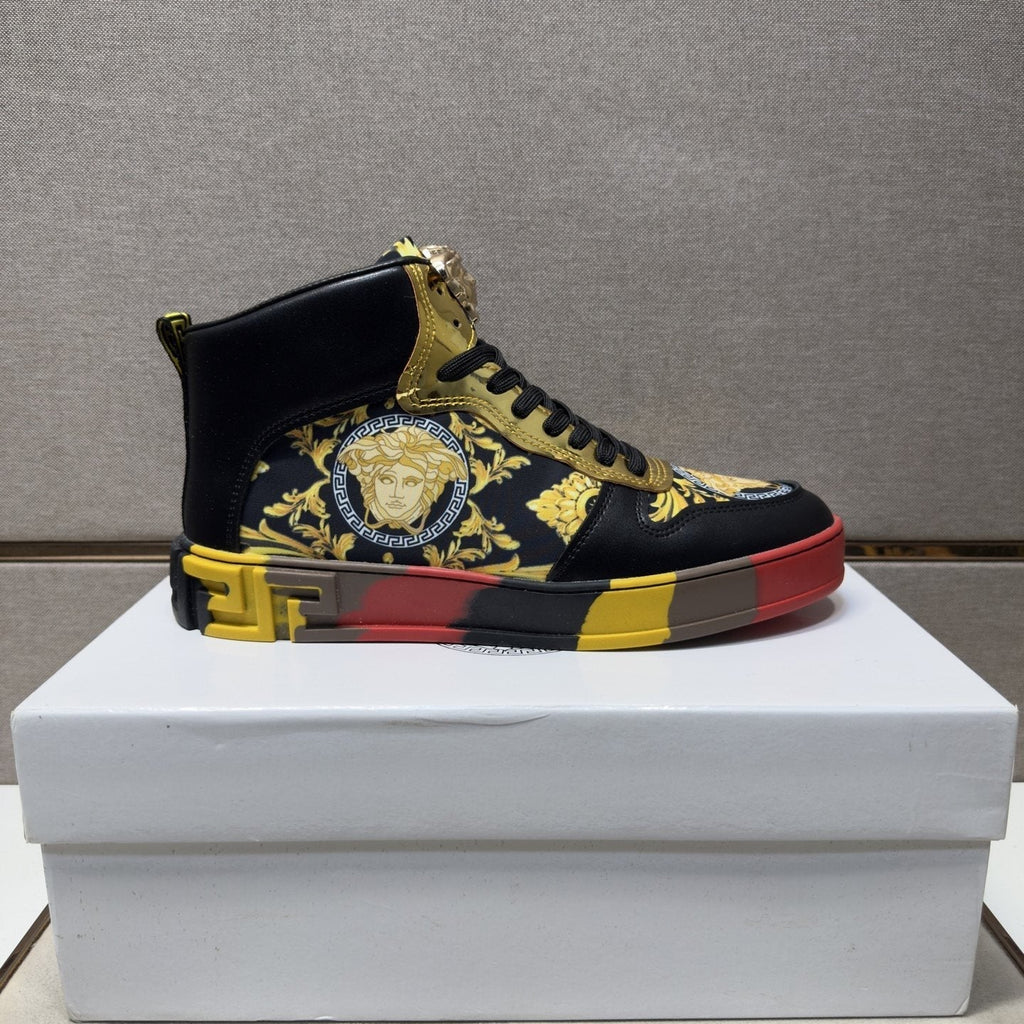 Versace Men's Gold High-Top Sneakers