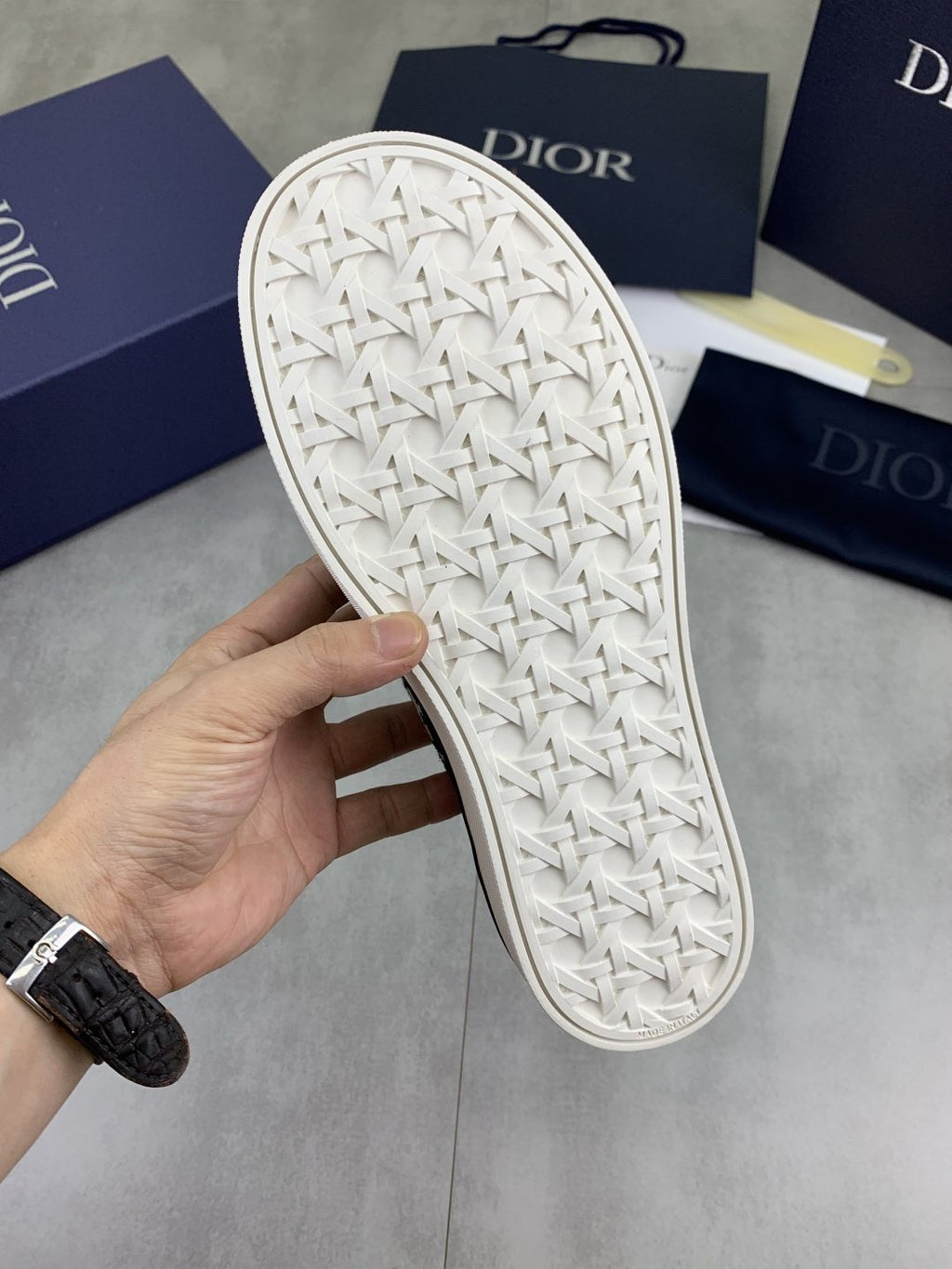 Dior Navy Pattern Slip-On Sneakers