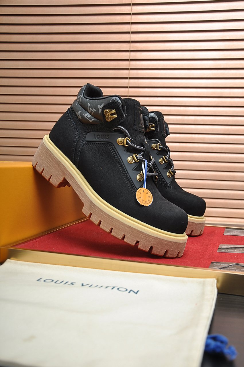 Louis Vuitton Lace-Up Lug-Sole High-Top Boots