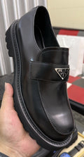 Prada Men's Plaque Strap Loafers
