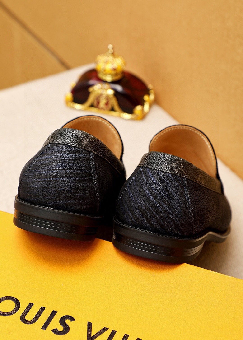 Louis Vuitton Black Textured Loafers - Rubber Outsole