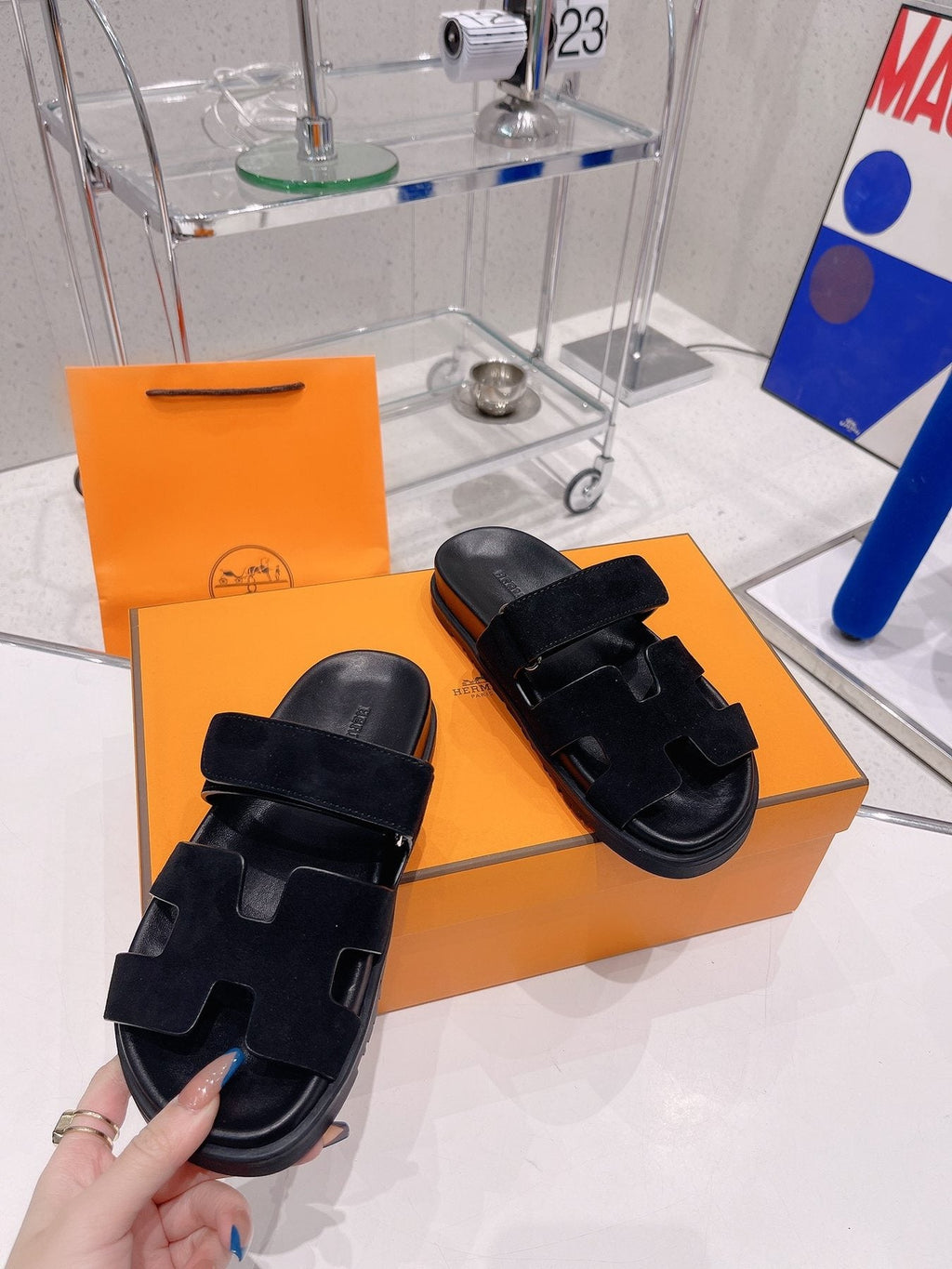 Hermès Men's H-Cutout Slide Sandals