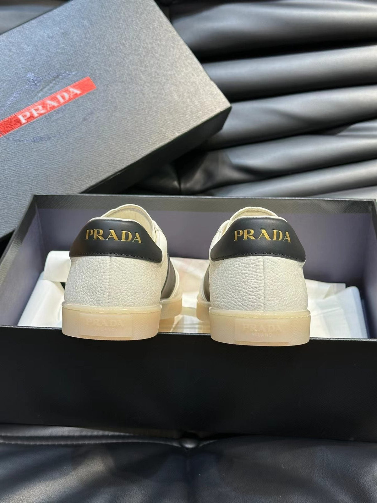 Prada Men's Contrast-Accent Low-Top Sneakers