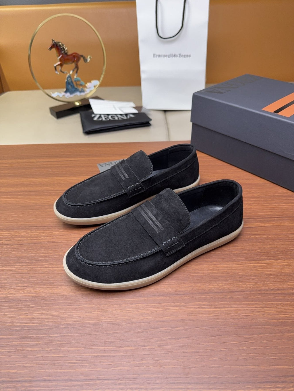 Zegna Men's Suede Strap Loafers