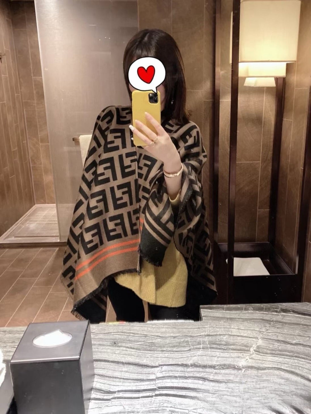 Fendi Fringed Geometric Shawl