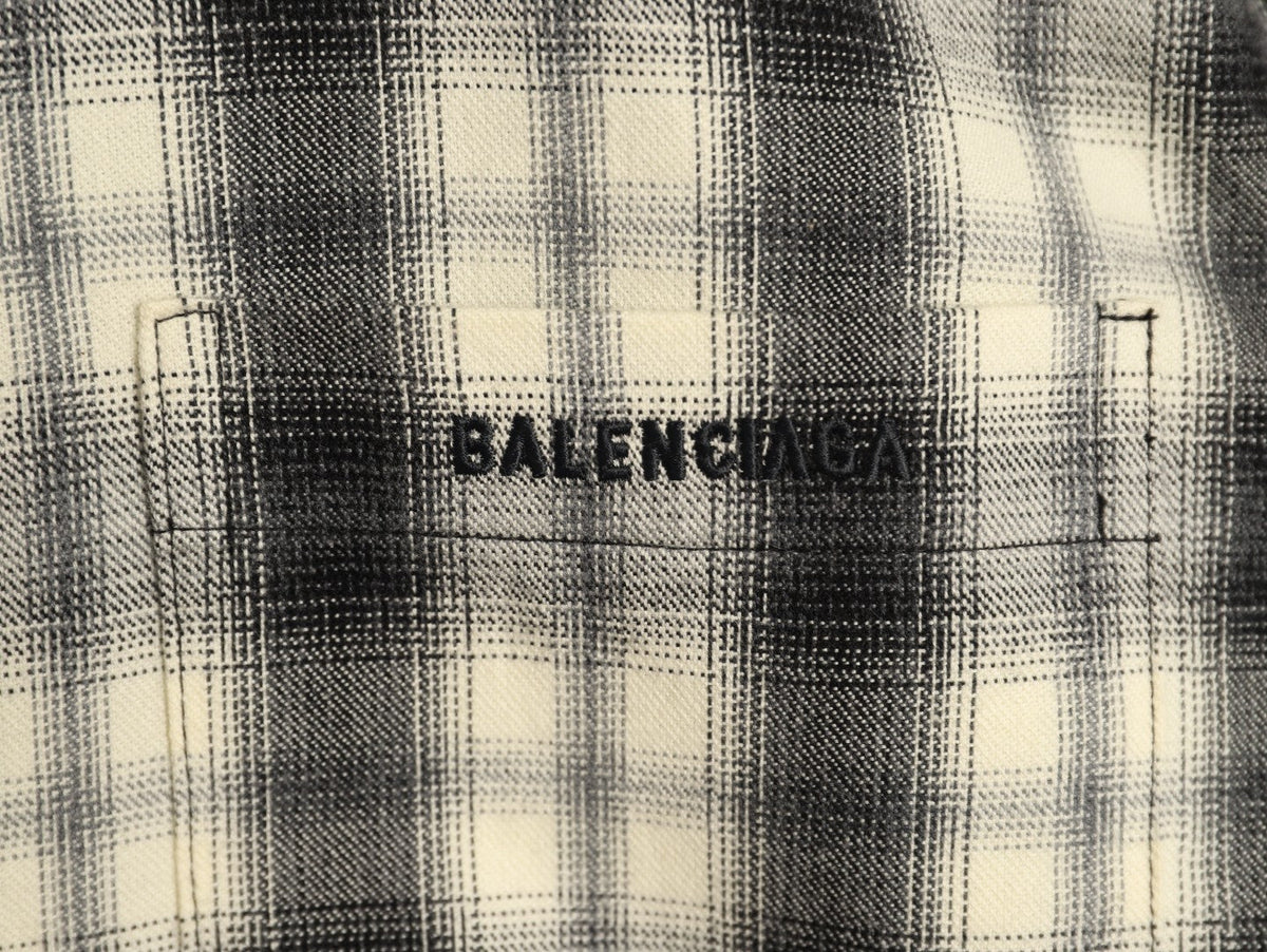 Balenciaga BLCG Embroidered Plaid Long-Sleeve Shirt