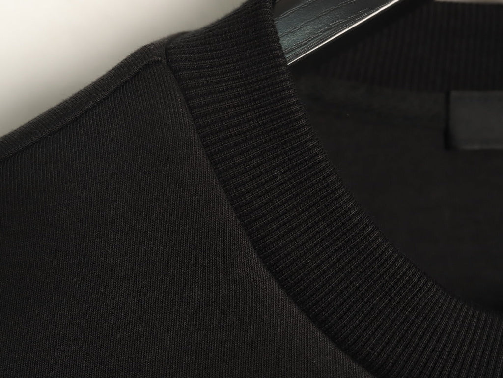 Prada Black Triangle-Detail Crewneck Sweatshirt with Red Silicone Trim